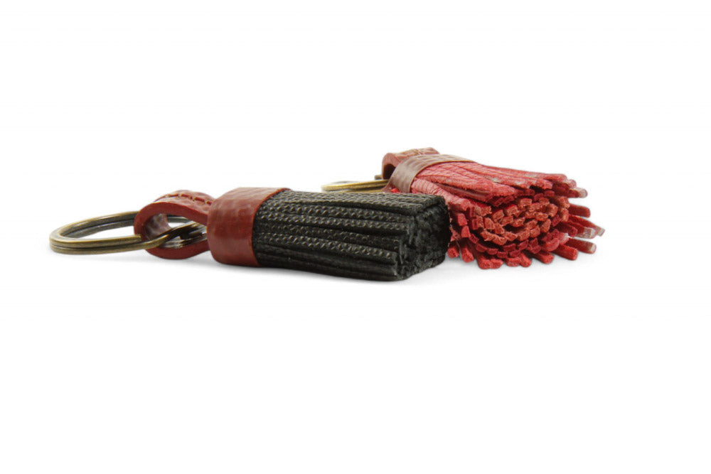 mini leather tassel keyring