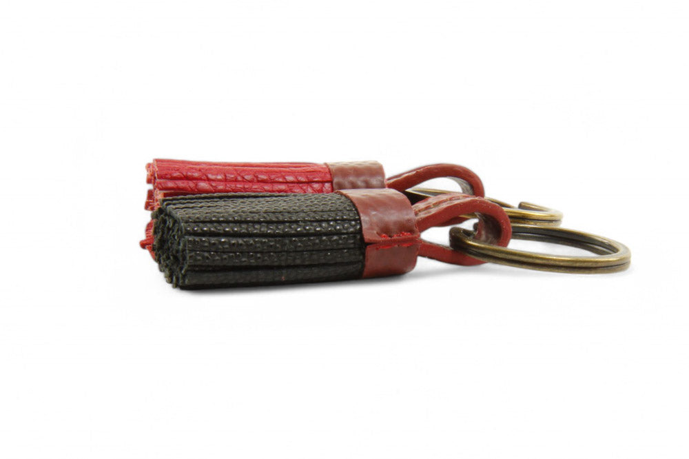 mini leather tassel keyring