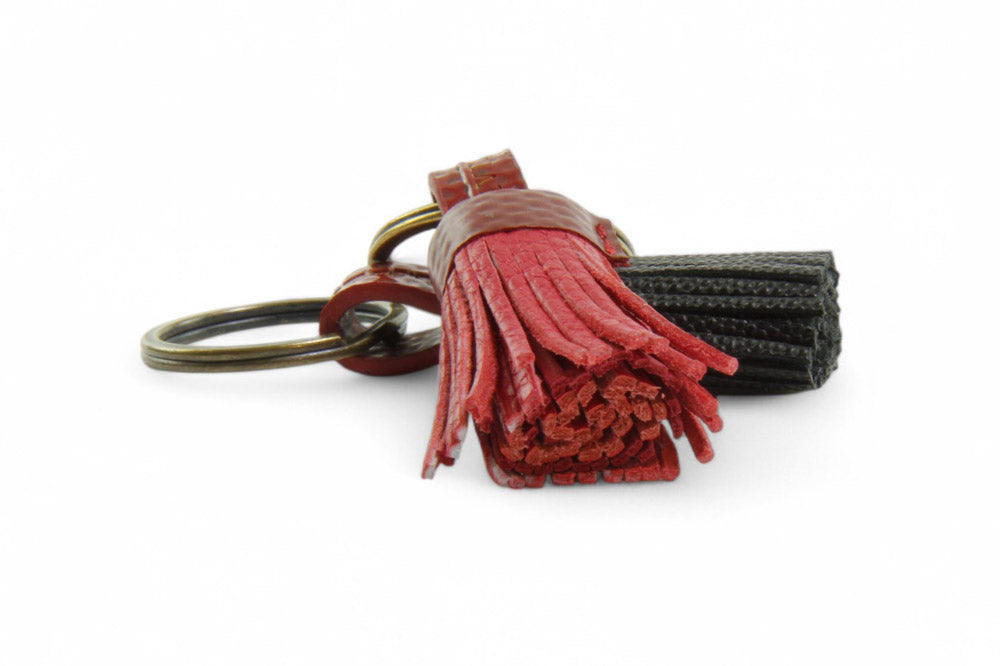 mini leather tassel keyring