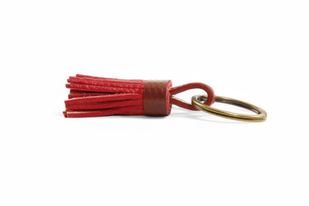 mini leather tassel keyring