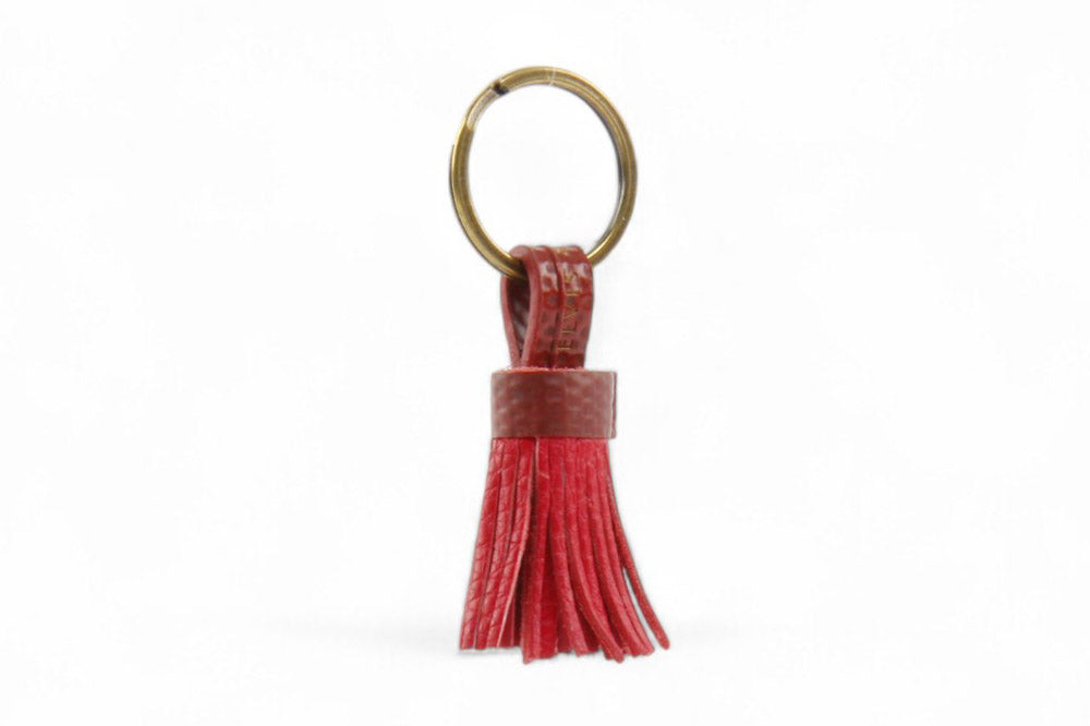 mini leather tassel keyring